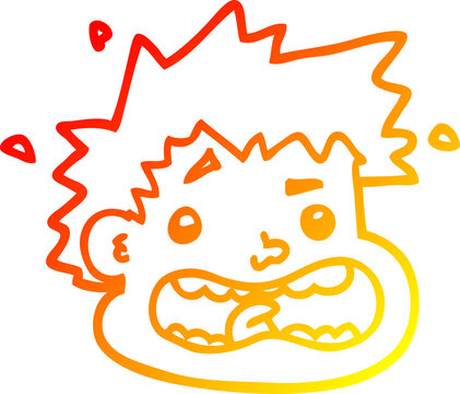 recommend clip art: warm gradient line drawing cartoon frightened face