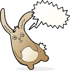funny cartoon rabbit with speech bubble