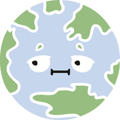 flat color retro cartoon planet earth