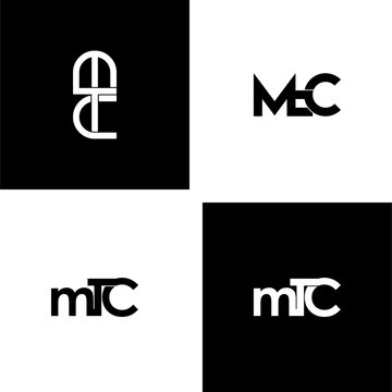 mtc typography letter monogram logo design set