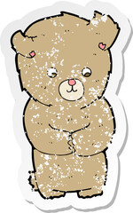 retro distressed sticker of a cute cartoon teddy bear
