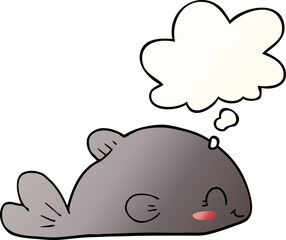 cartoon fish and thought bubble in smooth gradient style