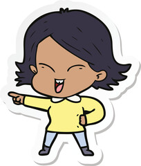 sticker of a happy cartoon girl