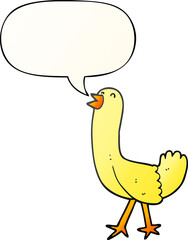 cartoon bird and speech bubble in smooth gradient style