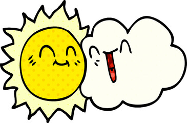 cartoon doodle happy sunshine and cloud