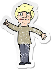 retro distressed sticker of a cartoon man asking question