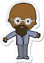 sticker of a cartoon genius scientist