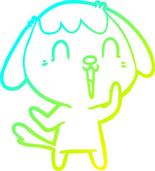 cold gradient line drawing cute cartoon dog