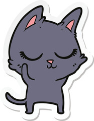 sticker of a calm cartoon cat