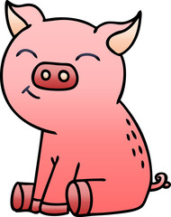 Obraz na płótnie Canvas quirky gradient shaded cartoon pig