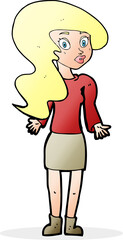 cartoon woman shrugging shoulders
