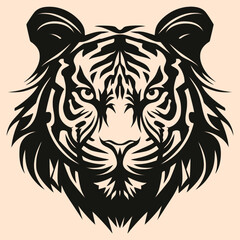 Black and White Tiger Outline Silhouette Ornament Vector Art for Logo and Icon, Sketch, Tattoo, Clip Art