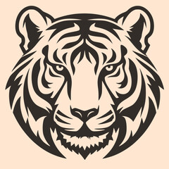 Black and White Tiger Outline Silhouette Ornament Vector Art for Logo and Icon, Sketch, Tattoo, Clip Art