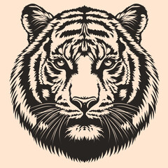 Black and White Tiger Outline Silhouette Ornament Vector Art for Logo and Icon, Sketch, Tattoo, Clip Art