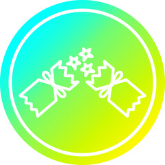 exploding christmas cracker circular in cold gradient spectrum