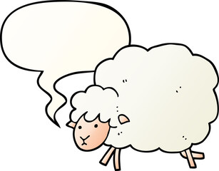 cartoon sheep and speech bubble in smooth gradient style