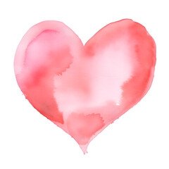 Watercolor red heart  isolated on transparent background