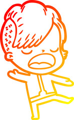 warm gradient line drawing cartoon cool hipster girl in space suit
