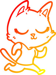 warm gradient line drawing calm cartoon cat running