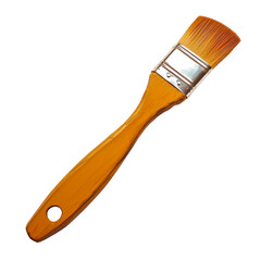 A paintbrush with a wooden handle and a silver tip Isolated on transparent background, PNG