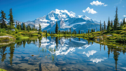 Pristine Mountain Lake with Reflective Waters