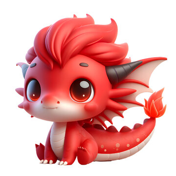 Cute 3D DRAGON isolated on white background