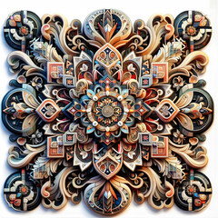 Intricate Wooden Ornamental Art with Cultural Motifs