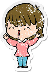 distressed sticker of a cartoon woman