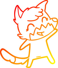 warm gradient line drawing happy cartoon fox
