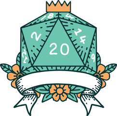 natural 20 critical hit D20 dice roll illustration