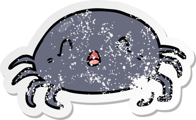 distressed sticker of a cartoon spider