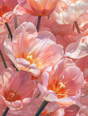 Beautiful pink tulips with spring sunlight on them