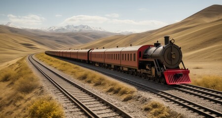  Vintage steam train journeying through a desert landscape