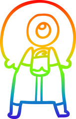 rainbow gradient line drawing cartoon cyclops alien spaceman