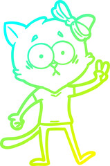 Obraz premium cold gradient line drawing cartoon cat