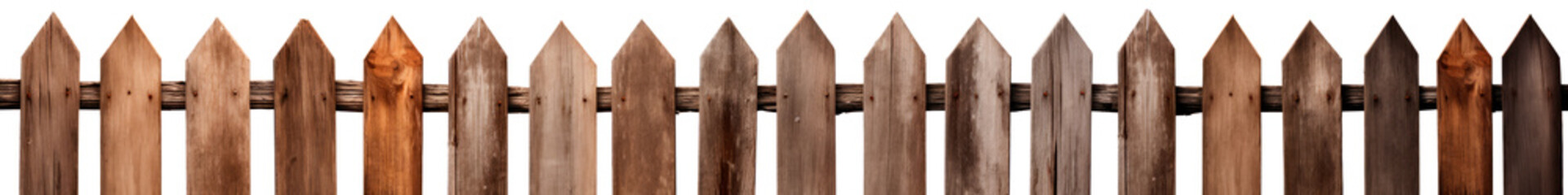 A wooden fence with a lot of cracks and splinters Isolated on transparent background, PNG