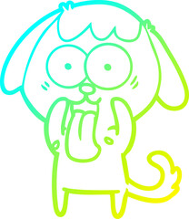 cold gradient line drawing cute cartoon dog