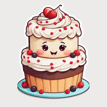 Cake Icon Cartoon Very Cool Design