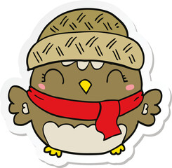 sticker of a cute cartoon owl in hat