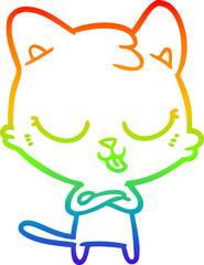 rainbow gradient line drawing cartoon cat