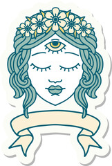 tattoo sticker with banner of female face
