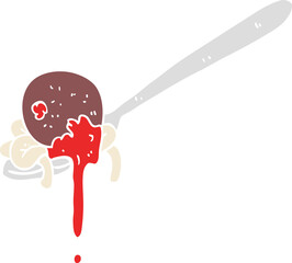 flat color illustration of a cartoon meatball and spaghetti