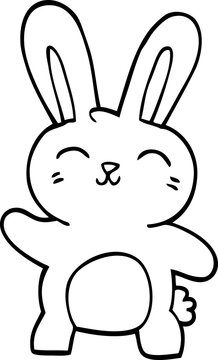 line drawing cartoon happy bunny