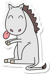 sticker of a quirky hand drawn cartoon horse