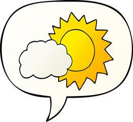 cartoon weather and speech bubble in smooth gradient style