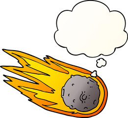 cartoon comet and thought bubble in smooth gradient style