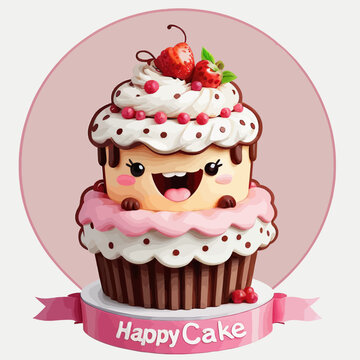 Cake Icon Cartoon Very Cool Design