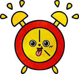 retro grunge texture cartoon alarm clock
