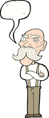 cartoon angry old man with speech bubble