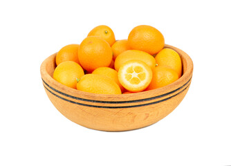 Fruit kumquat in a bowl isolate